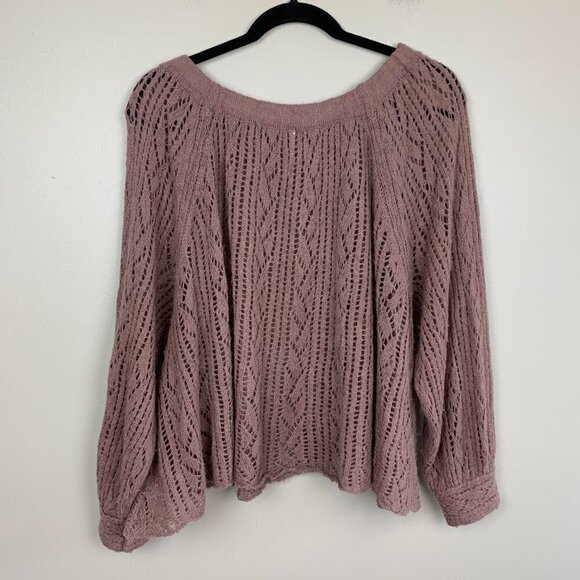Free People Taupe Open Knit Lightweight Alpaca - Wool Blend Sweater - Small - Picture 6 of 8